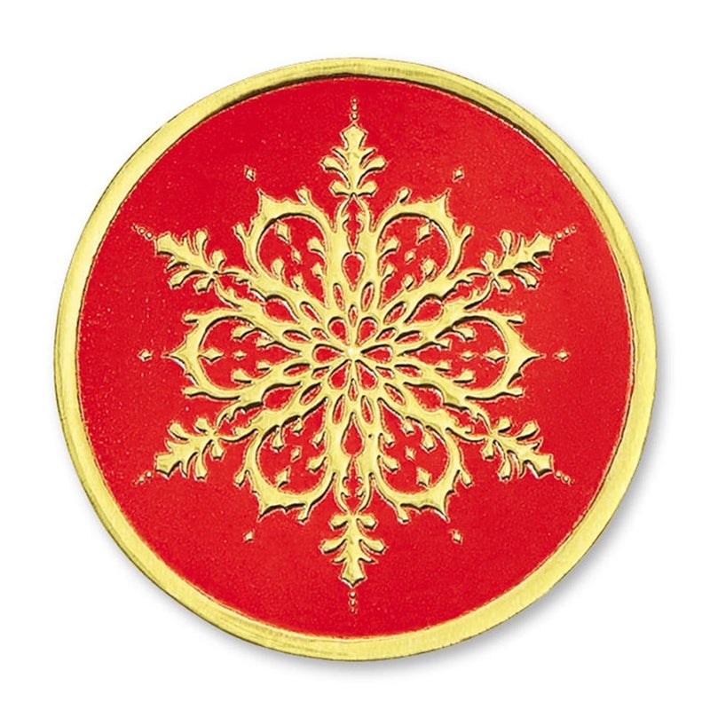 PaperDirect Red and Gold Snowflake Embossed Foil Seals, 48 Count - Image 1